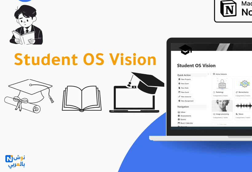 منظّم الدراسة | Student OS القالب الذكي اللي هينظم لك محاضراتك، مواعيد امتحاناتك، مهامك الدراسية، وكل حاجة محتاجها في الجامعة